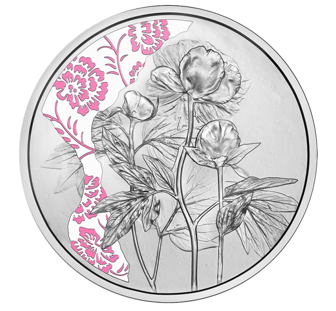 Austria 10 euro Silbermünze PP 2024 - PFINGSTROSE