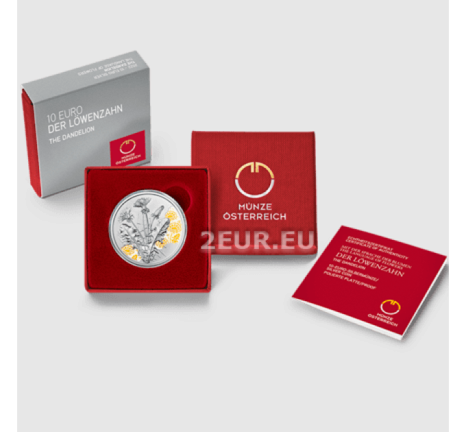 Austria 10 euro Silbermünze PP 2022 - DER LÖWENZAHN