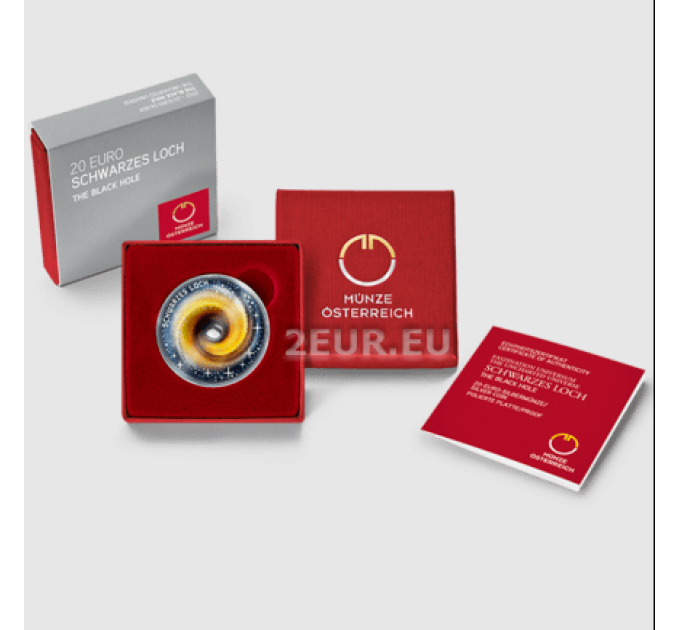 Österreich 20 Euro Silbermünze 2022 – Das unbekannte Universum – Schwarzes Loch