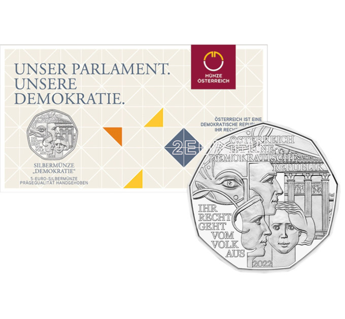 Österreich 5 Euro Silbermünze 2022 - Demokratie