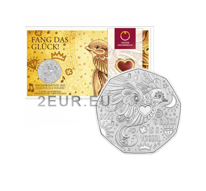 Österreich 5 Euro Silbermünze 2022 - Glück ist ein Vogel