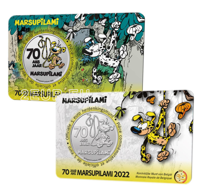 Belgien 5 euro BU 2022 - 70 Jahre Marsupilami - Farbe