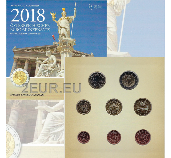 Österreich Euro Kursmünzensatz BU 2018 - 100 Jahre Republik Österreich