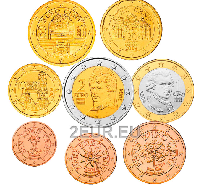 Österreich Euro Kursmünzensatz UNC 2004