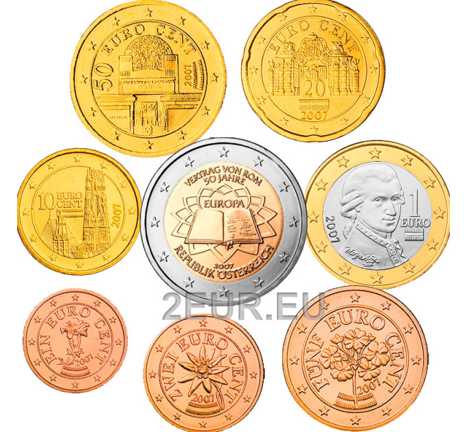 Österreich Euro Kursmünzensatz UNC 2007