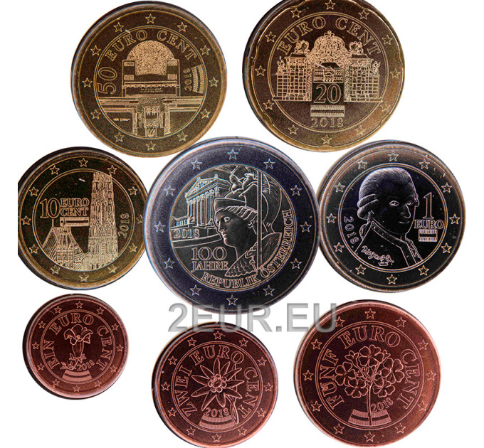 Österreich Euro Kursmünzensatz UNC 2018