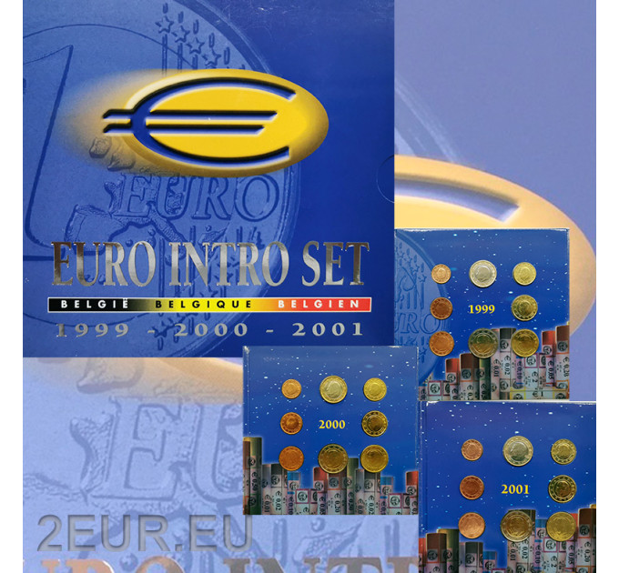 Belgien euro set BU 1999 – 2000 – 2001 – Euro-Einführung