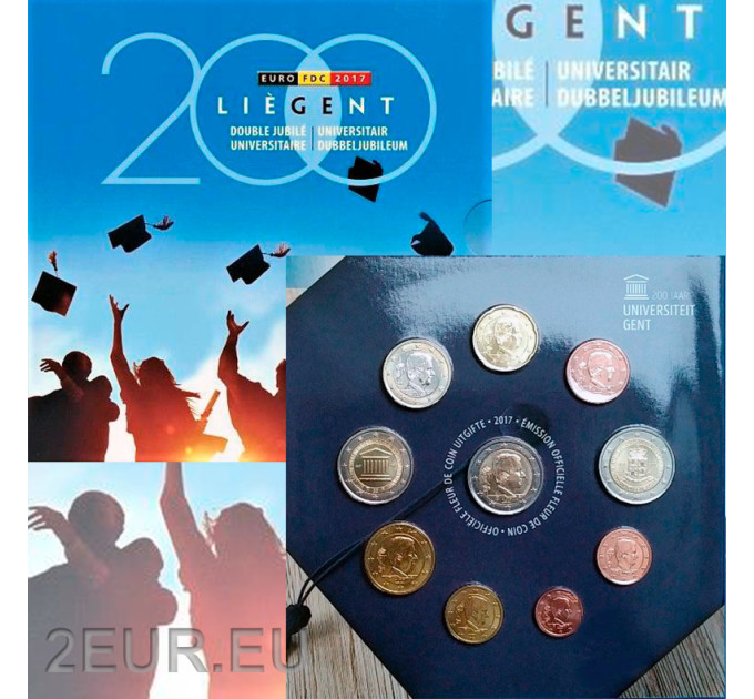 Belgium euro set BU 2017 - 200 Jahre Universitäten Gent und Lüttich