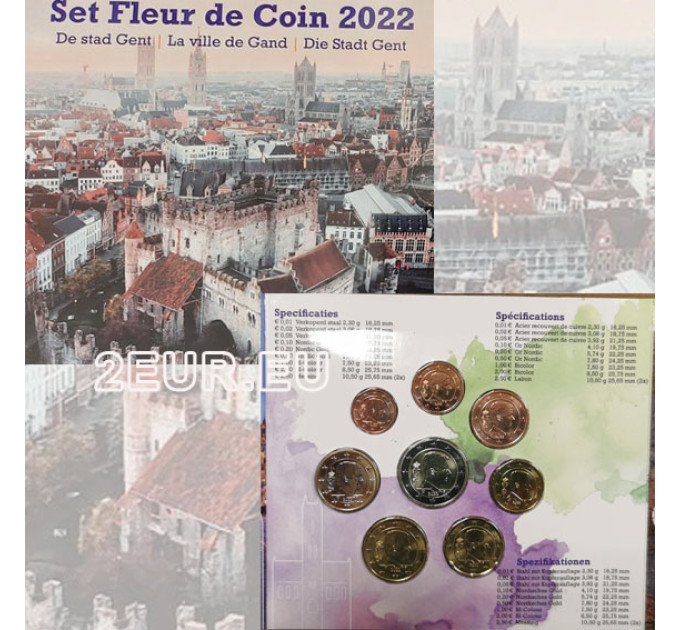 Belgium euro set BU 2022 - Die Stadt Gent
