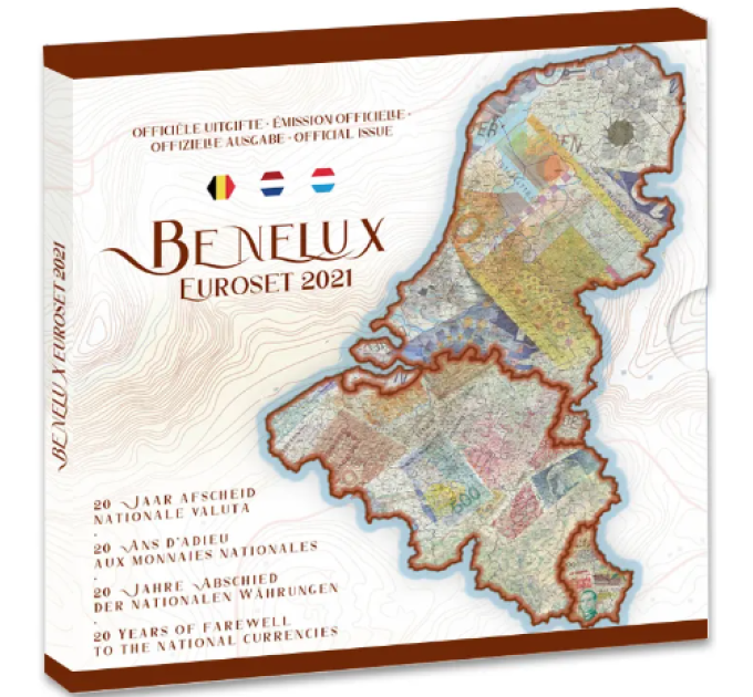 BENELUX euro set BU 2021 - 20 Jahre seit der Abschaffung der Landeswährung in den Benelux-Ländern