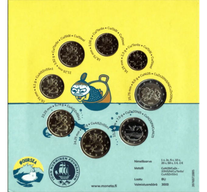 Finnland euro set BU 2020 - Die Mumins und unser Meer
