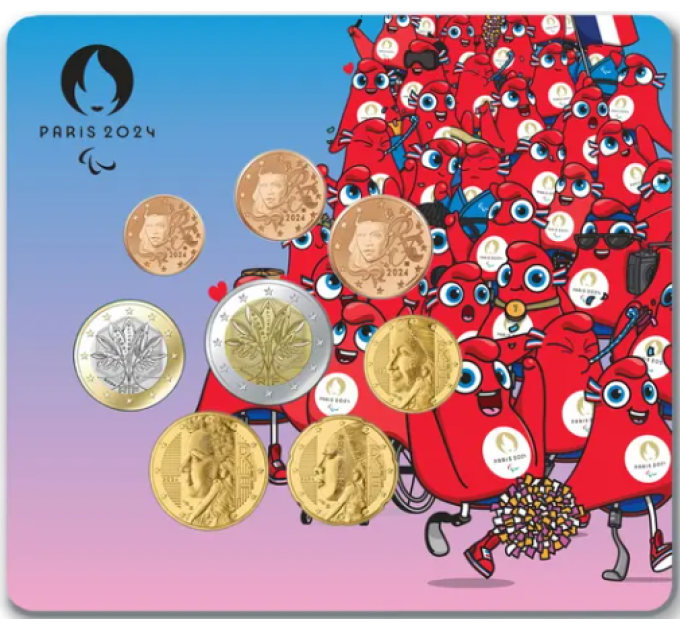 Frankreich BU Set 2024 - Euro-Münzsatz - Paralympisches Maskottchen