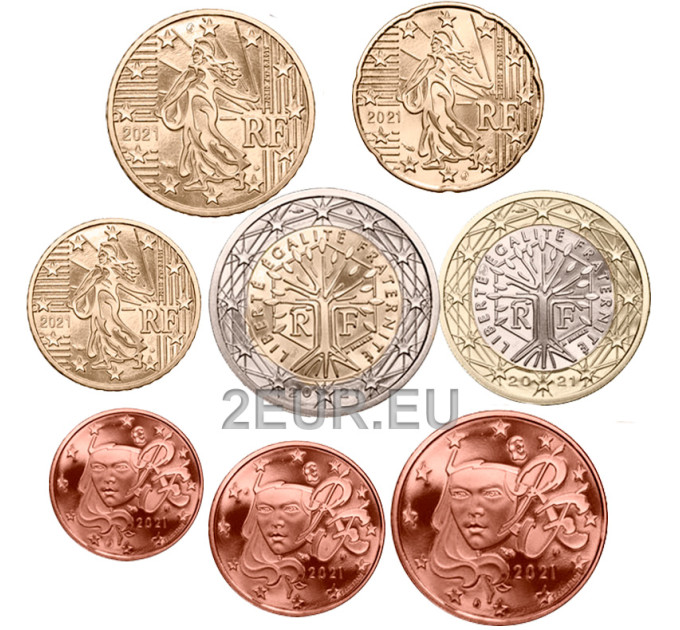 Frankreich UNC Münzsatz mix 1999 - 2021 - Euro-Münzsatz 