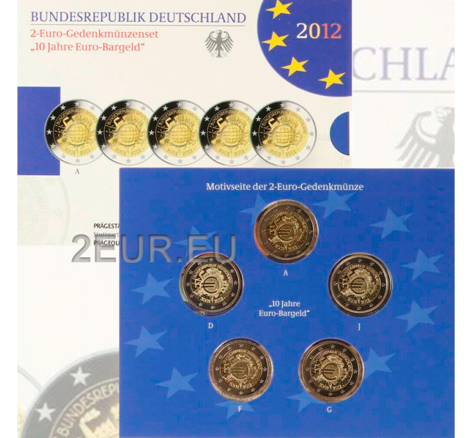 Deutschland 2 Euro PP 2012 – 10 Jahre Euro-Bargeld