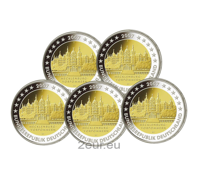 Deutschland 2 euro UNC 2007 - Schweriner Schloss - ADFGJ