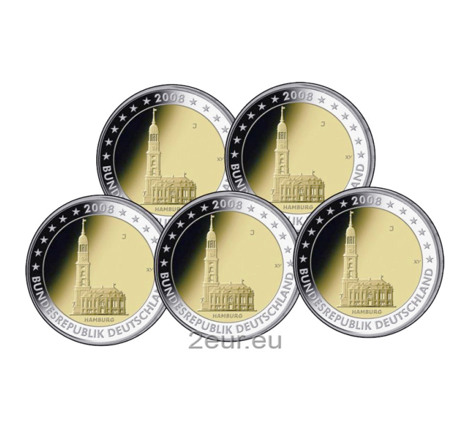 Deutschland 2 euro UNC 2008 - Hamburg - St.-Michaelis-Kirche - ADFGJ
