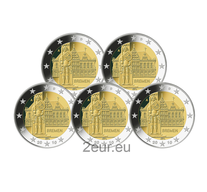 Deutschland 2 euro UNC 2010 - Bremen - Rathaus und Roland - ADFGJ