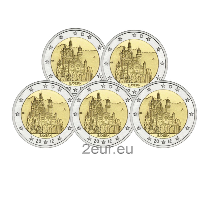 Deutschland 2 euro UNC 2012 - Bayern - Schloss Neuschwanstein - ADFGJ