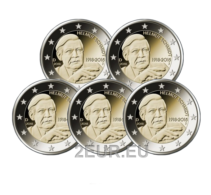 Deutschland 2 euro UNC 2018 - 100. Geburtstag von Helmut Schmidt - ADFGJ