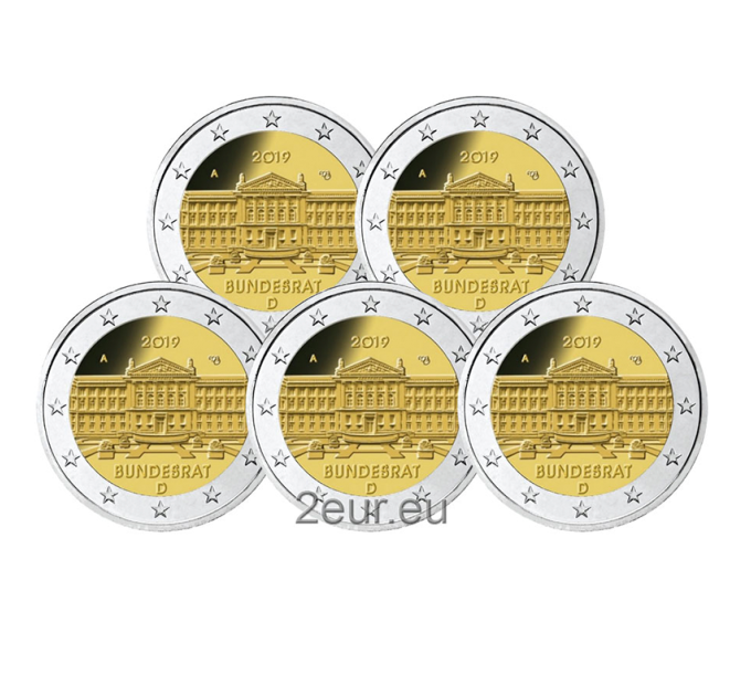 Deutschland 2 euro UNC 2019 - 70 Jahre seit der Verfassung des Bundesrates - Bundesrat - ADFGJ
