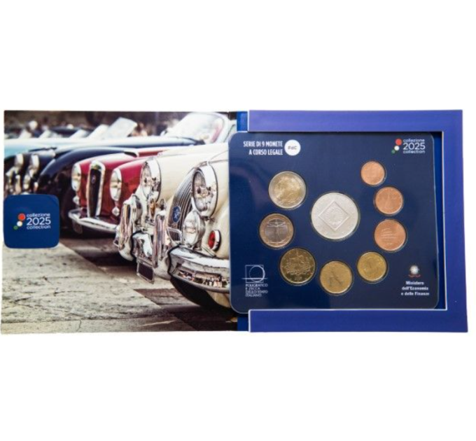 Italien Euro set BU + 5-Euro-Silbermünze 2025 - 120-jähriges Jubiläum des Automobilclubs