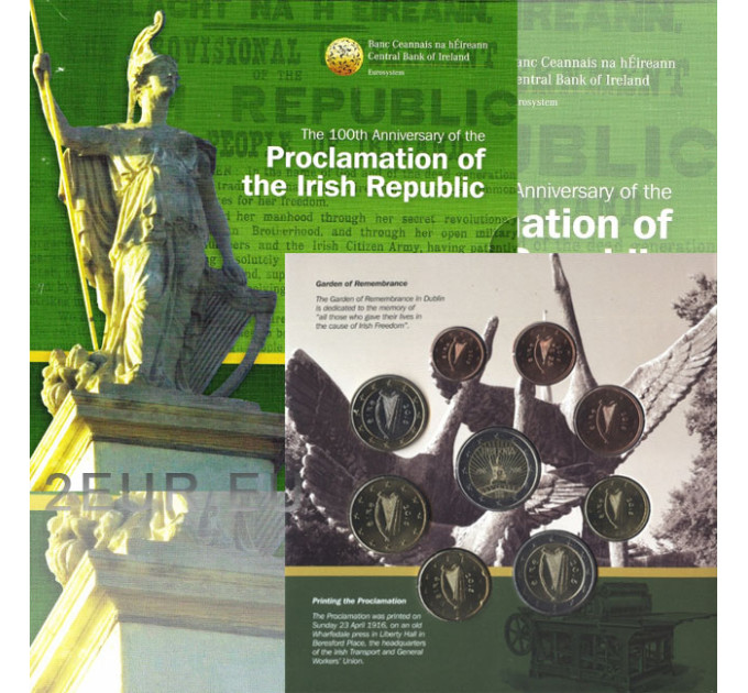 Irland euro set BU 2016 – Ausrufung der Irischen Republik – 100 Jahre seit dem Osteraufstand 1916 in Irland
