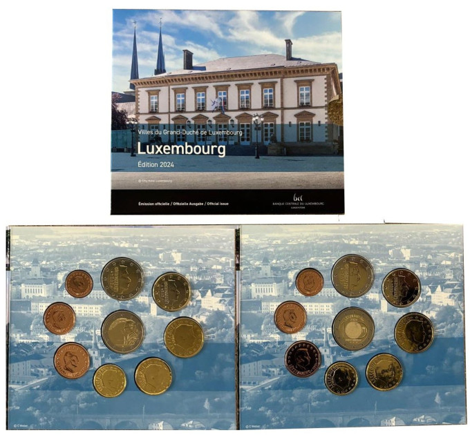 Luxemburg euro set BU 2024 – Stadt Luxemburg – 2 Euro Feierstëppler + Großherzog Guillaume II