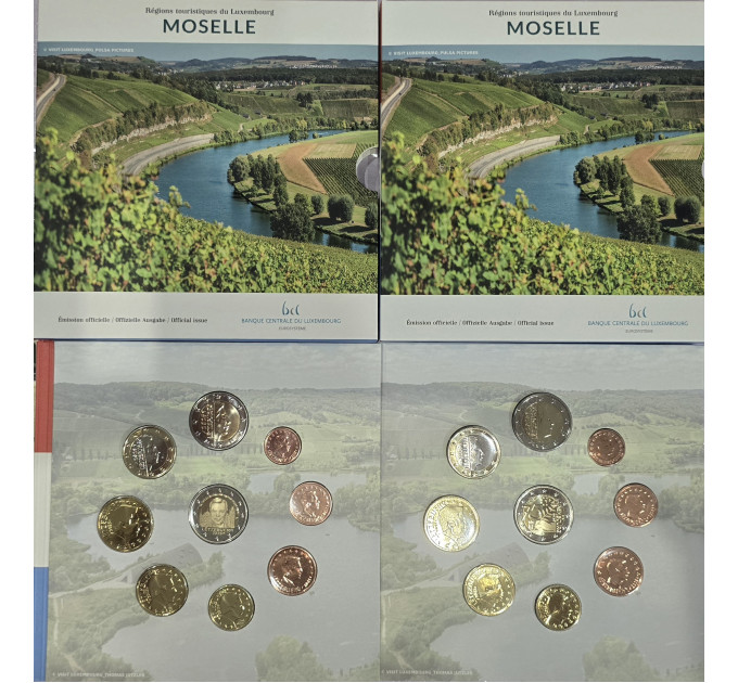Luxemburg euro set BU 2025 – Stadt Moselle – 2 Euro Schuman + 25e van de troon van Henri