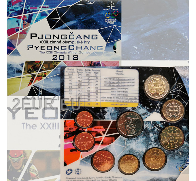 Slowakei Euro-Münzsatz BU 2018 - XXIII. Olympische Winterspiele in Pyeongchang