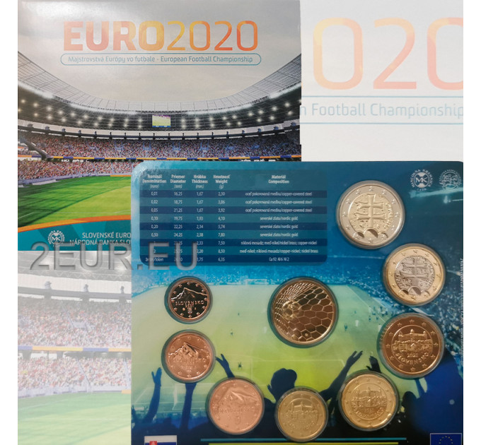 Slowakei Euro-Münzsatz BU 2021 - Championnat d'Europe de l'UEFA - Euro 2020