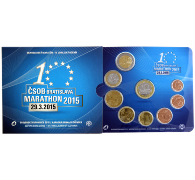 Slowakei Euro-Münzsatz BU 2015 - 10. Jahrestag des Bratislava-Marathons