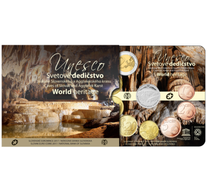 Slowakei Euro-Münzsatz BU 2017 - SUNESCO in der Slowakei - Höhlen des slowakischen Karstes