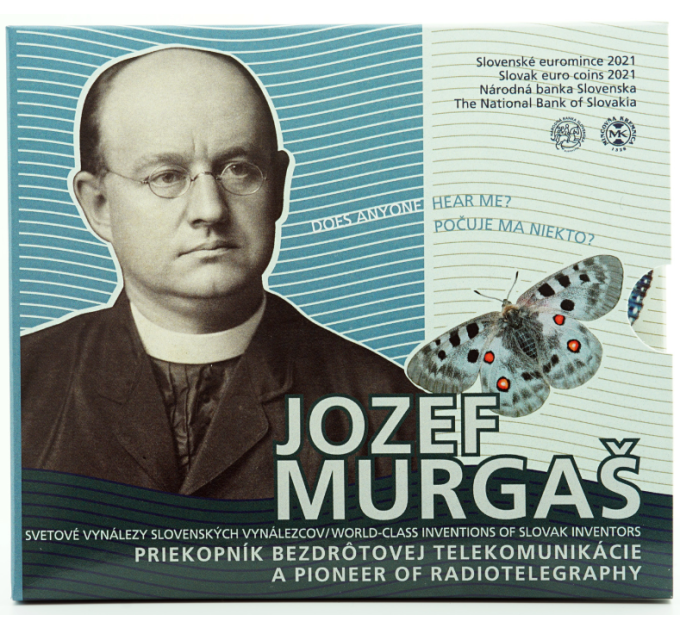 Slowakei Euro-Münzsatz BU 2021 - Welterfindungen slowakischer Erfinder - Jozef Murgas - Pionier der drahtlosen Telekommunikation
