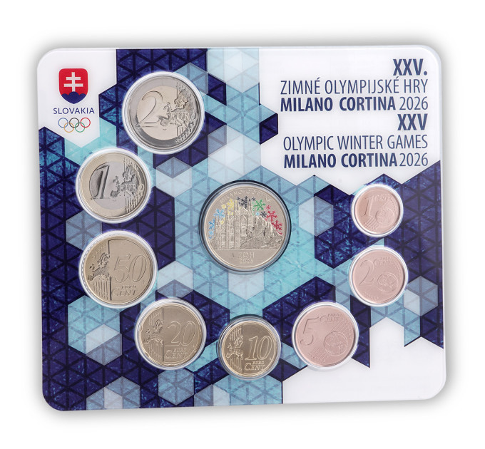 Slowakei Euro-Münzsatz BU 2026 - Olympische Winterspiele, Mailand - Cortina