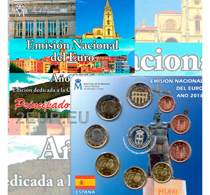 Spanien Euro Set BU 2016 - Asturien