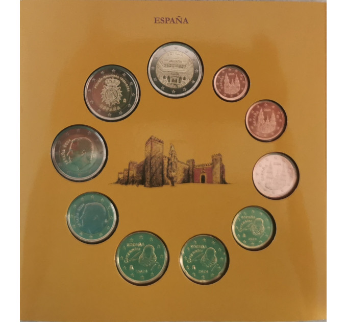 Spanien Euro Set BU 2024 - UNESCO-Weltkulturerbe - Alcazar von Sevilla