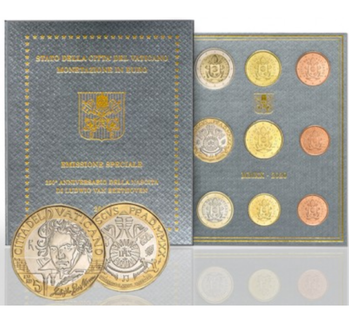 Vatikan set BU + 5 EURO 2020 - 250. Geburtstag von Ludwig van Beethoven