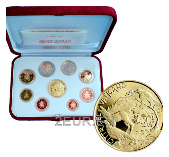 Vatikan set proof gold 2021 - Euro-Münzenset