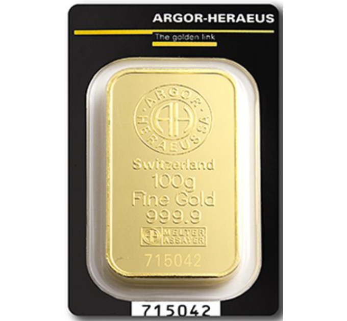 100 g Goldbarren Argor Heraeus