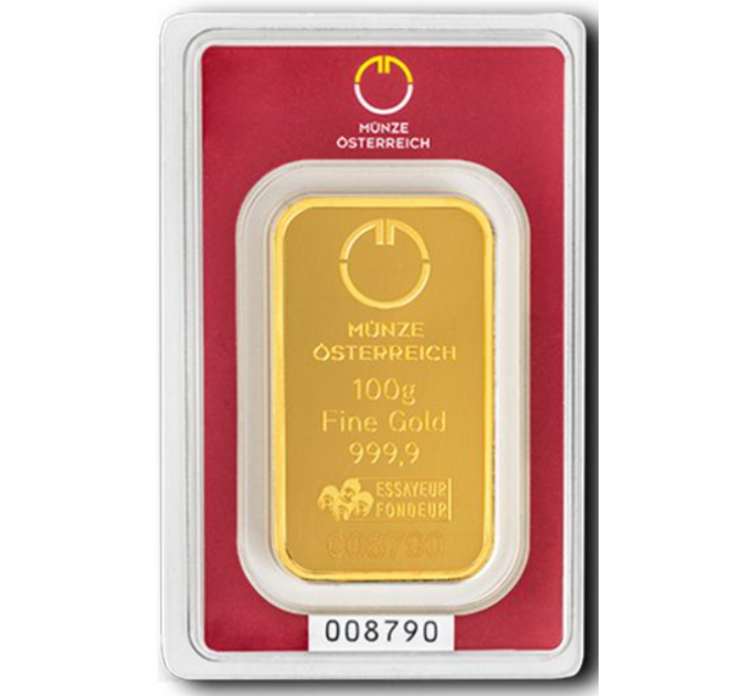 100 g Goldbarren Austrian Mint