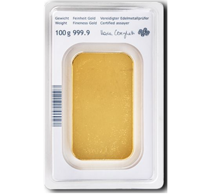100 g Goldbarren Austrian Mint
