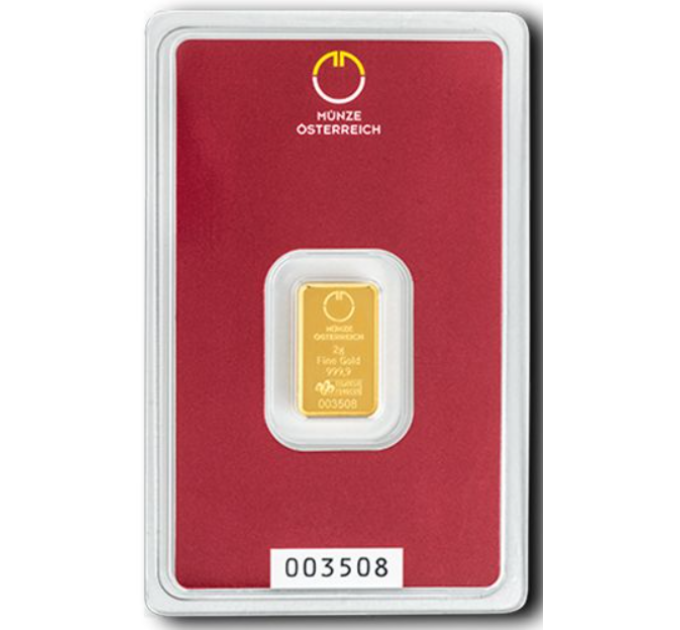 2g Goldbarren Austrian Mint