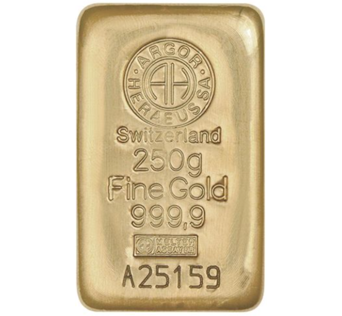 250 g Goldbarren Argor Heraeus