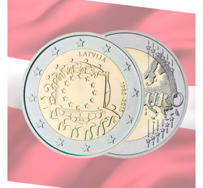 Lettland 2 euro UNC 2015 - 30 Jahre EU-Flagge