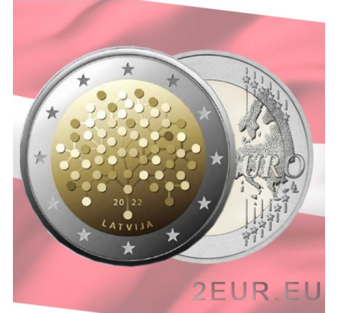 Lettland 2 Euro UNC 2022 - 100 Jahre Bank von Lettland