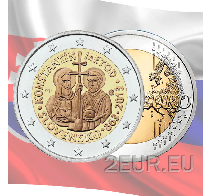 Slowakei 2 Euro UNC 2013 - 1150. Jahrestag der Ankunft von St. Cyrillus und Methodius in Großmähren