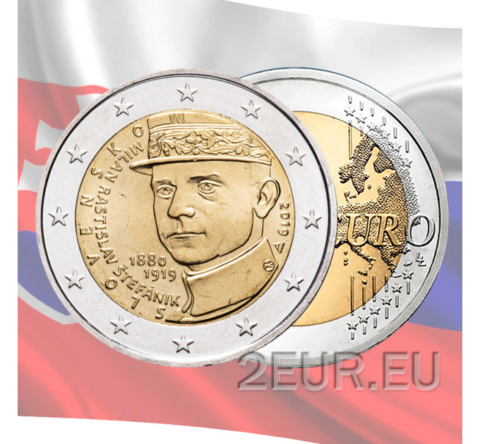 Slowakei 2 Euro UNC 2019 - 100. Todestag von Milan Rastislav Stefanik