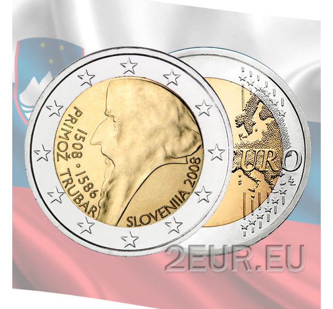 Slowenien 2 Euro UNC 2008 - 500. Geburtstag von Primoz Trubar