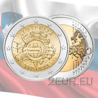 Slowenien 2 Euro UNC 2012 - 10 Jahre Euro-Bargeld