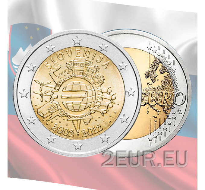 Slowenien 2 Euro UNC 2012 - 10 Jahre Euro-Bargeld
